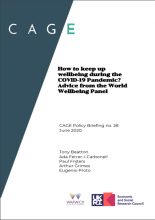 How to keep up wellbeing during the COVID-19 Pandemic?: Advice from the World Wellbeing Panel: (CAGE Policy Briefing no. 28)